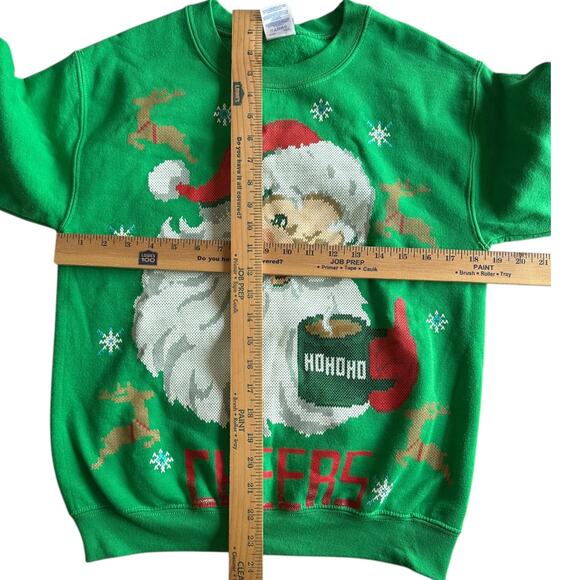 Womens Sweaters Size Small Christmas Santa Green Sweatshirt Pull Over - Picture 2 of 5